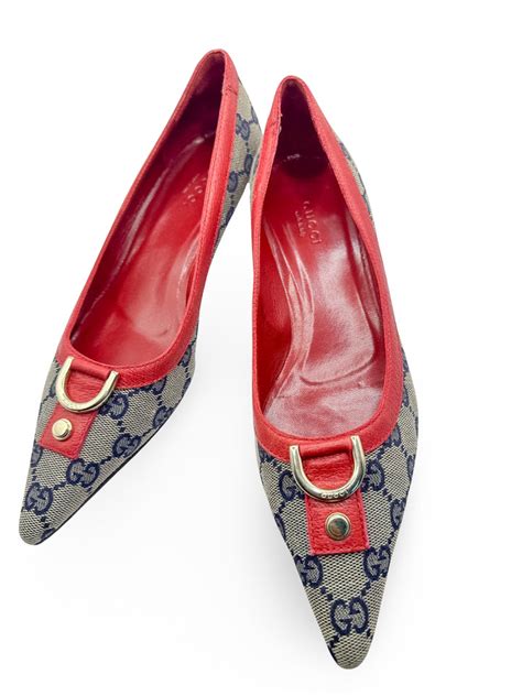 gucci monogram kitten heels|bloomingdale's Gucci shoes.